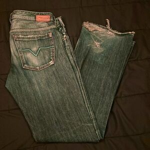 Y2K, Flared Diesel Jeans model Zathan, Made in Italy, Distressing, faded color